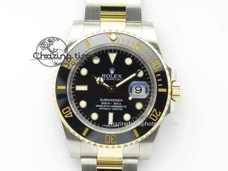 Submariner Dial Edition Bracelet Bezel SS Noob 1:1 YG Best Wrapped On LN 116613 A2836 Black YG 0212